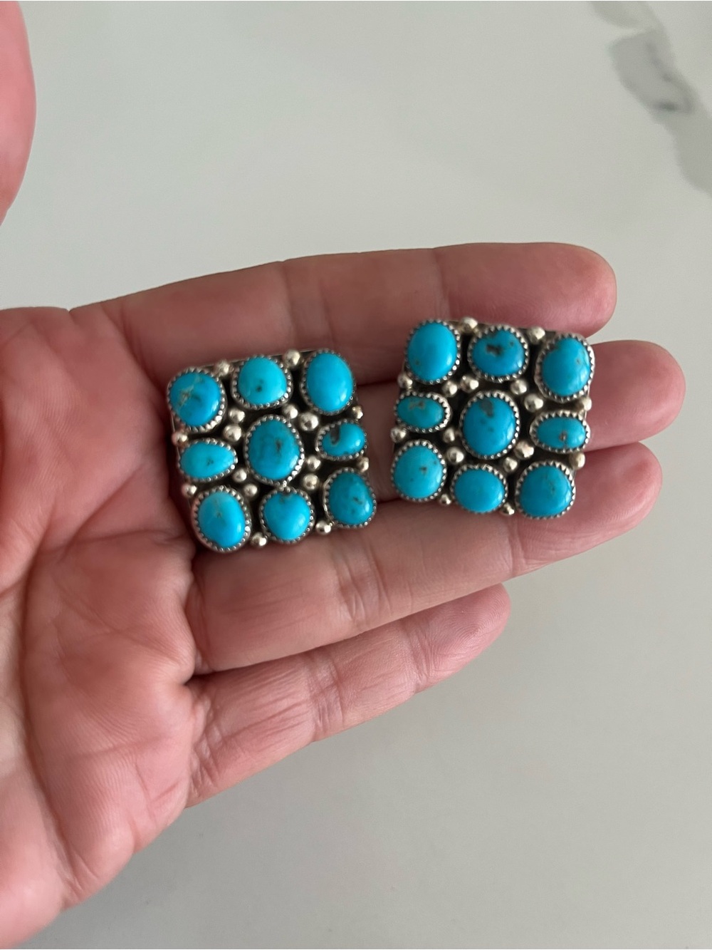 🦋On Reserve Do Not Purchase🦋Navajo Turquoise Cluster Earrings - Picture 4 of 8